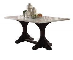 ACME GERARDO WHITE MARBLE TOP & WEATHERED ESPRESSO FINISH DINING TABLE