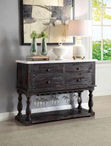 ACME GERARDO WHITE MARBLE TOP & WEATHERED ESPRESSO FINISH SERVER