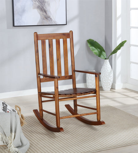 COASTER OFFICE-ACCESSORY SLAT BACK WOODEN ROCKING CHAIR GOLDEN BROWN