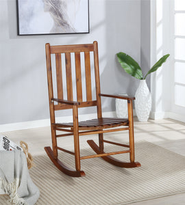 COASTER OFFICE-ACCESSORY SLAT BACK WOODEN ROCKING CHAIR GOLDEN BROWN