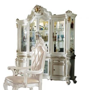 ACME PICARDY ANTIQUE PEARL FINISH BUFFET & HUTCH