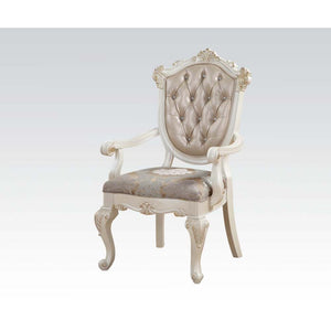 ACME CHANTELLE MARBLE TOP AND PEARL WHITE DINING ROOM SET (7 PC)