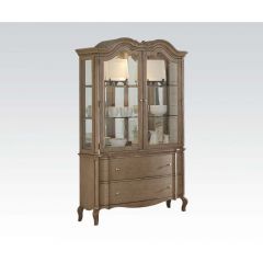 ACME CHELMSFORD ANTIQUE TAUPE FINISH BUFFET & HUTCH