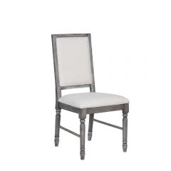 ACME LEVENTIS CREAM LINEN & WEATHERED GRAY FINISH SIDE CHAIR (SET-2)