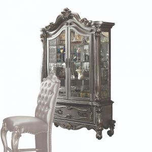 ACME VERSAILLES ANTIQUE PLATINUM FINISH CURIO