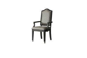 ACME HOUSE BEATRICE BEIGE FABRIC & CHARCOAL FINISH ARM CHAIR (SET-2)
