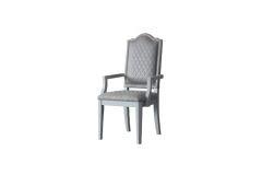 ACME HOUSE MARCHESE GRAY FABRIC & PEARL GRAY FINISH ARM CHAIR (SET-2)