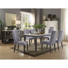 ACME MEREL WHITE MARBLE TOP & GRAY OAK DINING TABLE