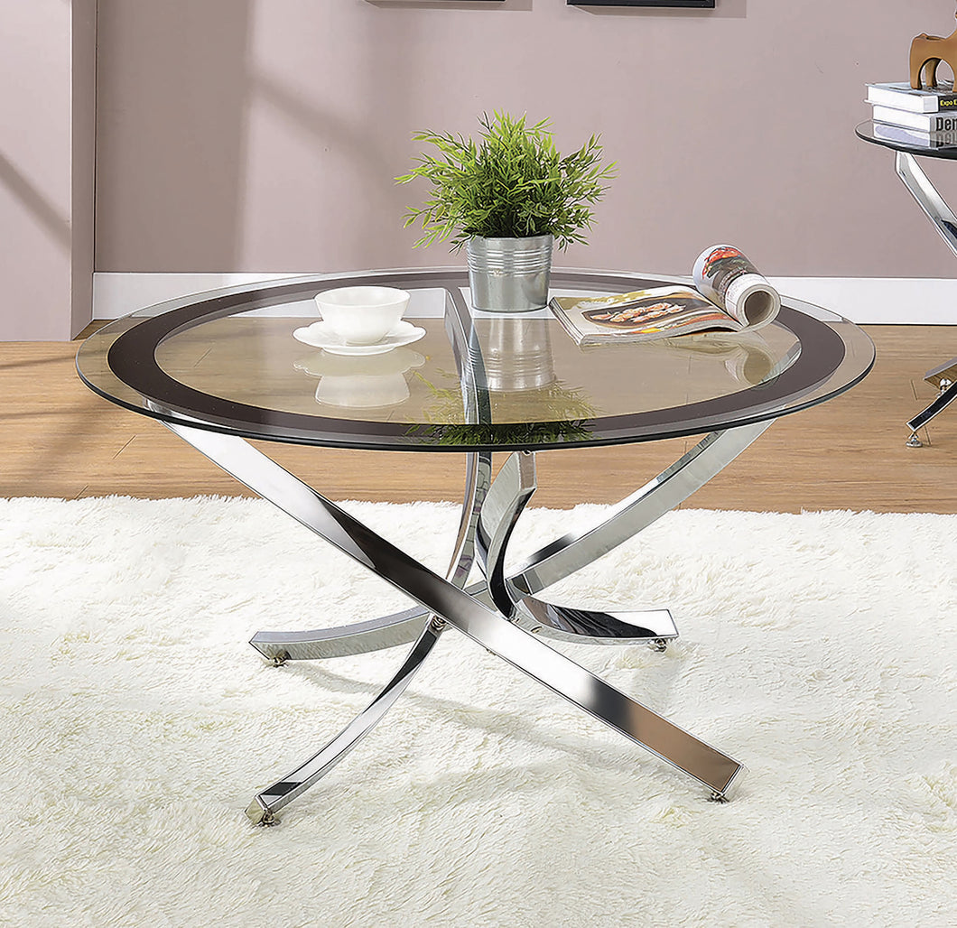 COASTER LIVING-ROOM COFFEE TABLE (BLACK/CHROME)