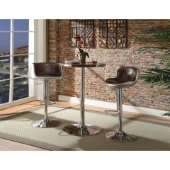 ACME BRANCASTER RETRO BROWN TOP GRAIN LEATHER & ALUMINUM BAR TABLE