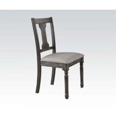 ACME WALLACE TAN LINEN & WEATHERED GRAY FINISH SIDE CHAIR (SET-2)