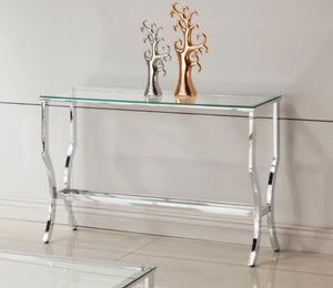 COASTER LIVING-ROOM RECTANGULAR SOFA TABLE WITH MIRRORED SHELF CHROME