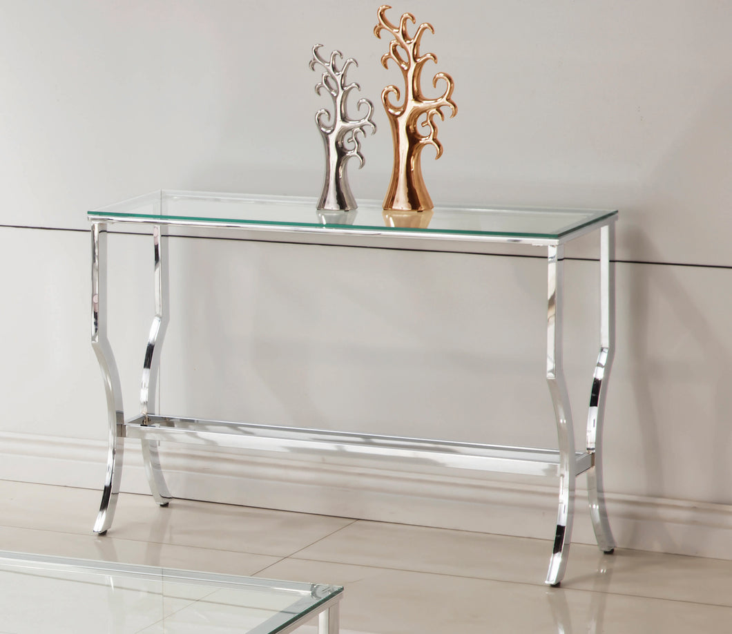 COASTER LIVING-ROOM RECTANGULAR SOFA TABLE WITH MIRRORED SHELF CHROME