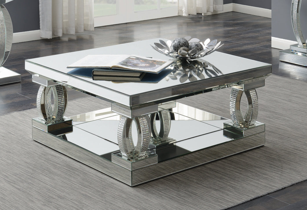 COASTER LIVING-ROOM AVONLEA SQUARE COFFEE TABLE WITH LOWER SHELF CLEAR MIRROR