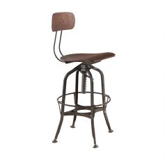 ACME KAESO WALNUT & GUNMETAL ADJUSTABLE BAR CHAIR W/SWIVEL