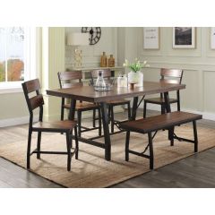 ACME MARIATU OAK & BLACK FINISH DINING TABLE