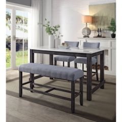 ACME YELENA MARBLE TOP & WEATHERED ESPRESSO FINISH COUNTER HEIGHT TABLE