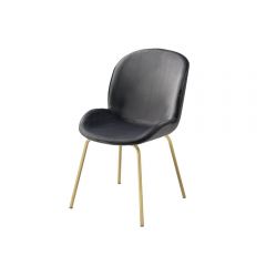 ACME CHUCHIP GRAY VELVET & GOLD FINISH SIDE CHAIR (SET-2)