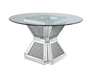 ACME NORALIE CLEAR GLASS, MIRRORED & FAUX DIAMONDS DINING TABLE