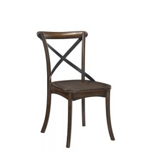 ACME KAELYN DARK OAK & BLACK METAL FINISH SIDE CHAIR (SET-2)