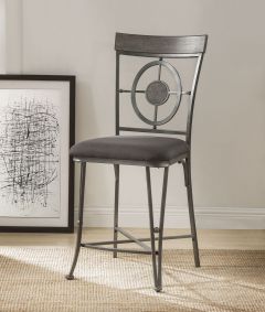 ACME LANDIS FABRIC & GUNMETAL FINISH COUNTER HEIGHT CHAIR (SET-2)