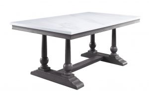 ACME YABEINA MARBLE TOP TOP & GRAY OAK FINISH DINING TABLE