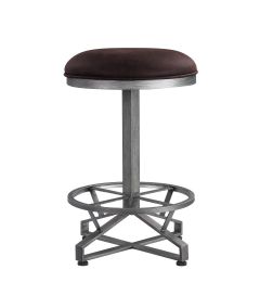 ACME EVANGELINE RUSTIC BROWN FABRIC & BLACK FINISH COUNTER HEIGHT STOOL (SET-2)