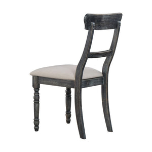 ACME LEVENTIS LIGHT BROWN LINEN & WEATHERED GRAY FINISH SIDE CHAIR (SET-2)