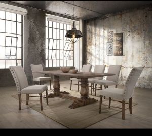 ACME LEVENTIS WEATHERED OAK FINISH DINING TABLE