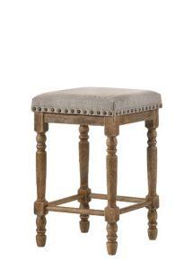 ACME FARSIRIS BEIGE FABRIC & WEATHERED OAK FINISH COUNTER HEIGHT STOOL