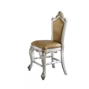 ACME PICARDY BUTTERSCOTCH PU & ANTIQUE PEARL FINISH COUNTER HEIGHT CHAIR (SET-2)