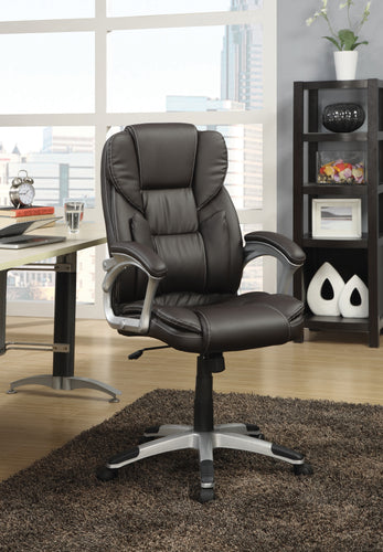 COASTER OFFICE-ACCESSORY ADJUSTABLE HEIGHT OFFICE CHAIR DARK BROWN AND SILVER