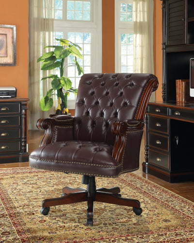 COASTER OFFICE-ACCESSORY TUFTED ADJUSTABLE HEIGHT OFFICE CHAIR DARK BROWN