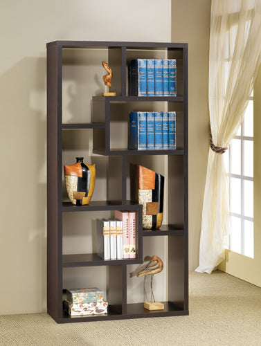COASTER OFFICE-ACCESSORY 10-SHELF BOOKCASE CAPPUCCINO