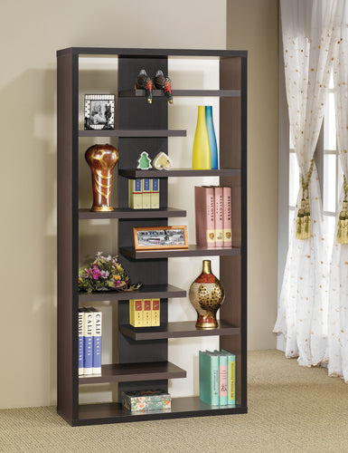 COASTER OFFICE-ACCESSORY BOOKCASE WITH STAGGERED FLOATING SHELVES CAPPUCCINO