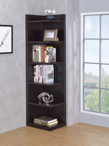COASTER OFFICE-ACCESSORY 6-TIER CORNER BOOKCASE CAPPUCCINO