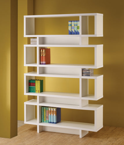 COASTER OFFICE-ACCESSORY 4-TIER OPEN BACK BOOKCASE WHITE