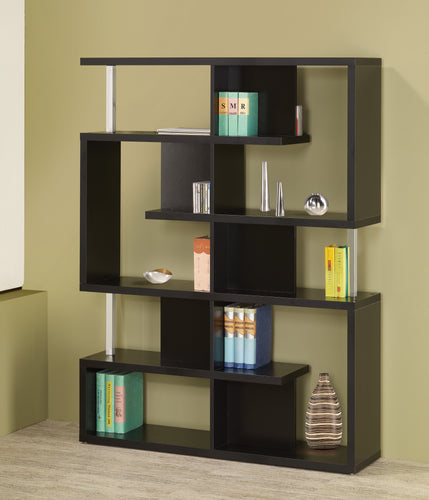 COASTER OFFICE-ACCESSORY 5-TIER BOOKCASE BLACK AND CHROME