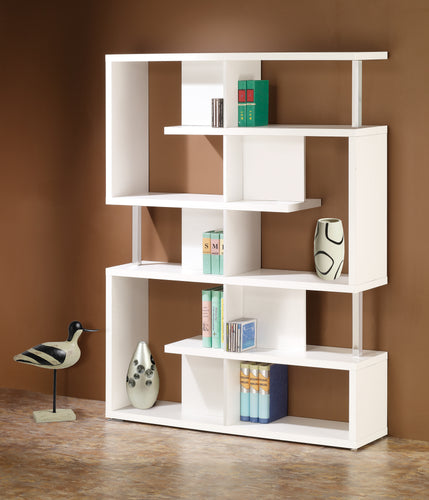 COASTER OFFICE-ACCESSORY 5-TIER BOOKCASE WHITE AND CHROME