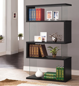 COASTER OFFICE-ACCESSORY 4-TIER BOOKCASE BLACK AND CLEAR