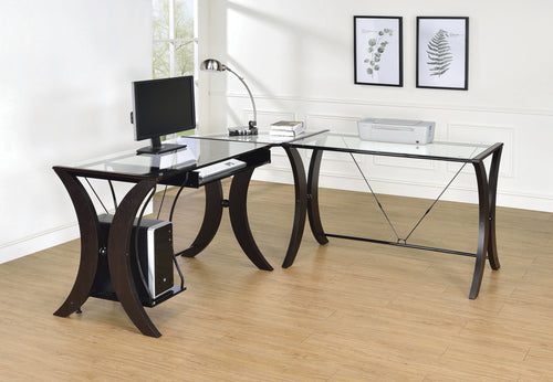 COASTER OFFICE-ACCESSORY MONTEREY 3-PIECE L-SHAPED COMPUTER DESK SET CAPPUCCINO