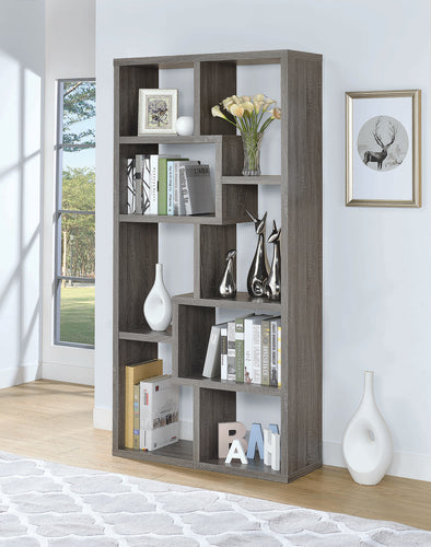 COASTER OFFICE-ACCESSORY 10-SHELF BOOKCASE WEATHERED GREY