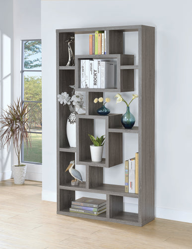 COASTER OFFICE-ACCESSORY 10-SHELF BOOKCASE WEATHERED GREY