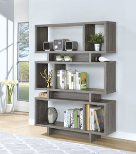 COASTER OFFICE-ACCESSORY 3-TIER GEOMETRIC BOOKCASE WEATHERED GREY