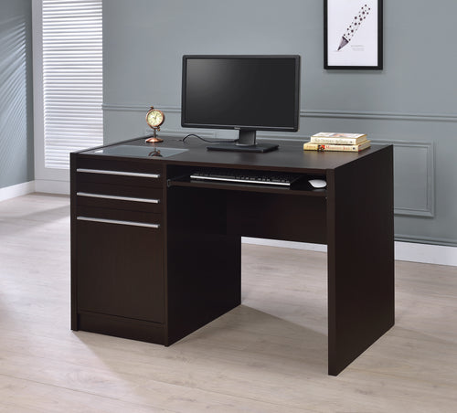 COASTER OFFICE-ACCESSORY HALSTON 3-DRAWER RECTANGULAR CONNECT-IT OFFICE DESK CAPPUCCINO