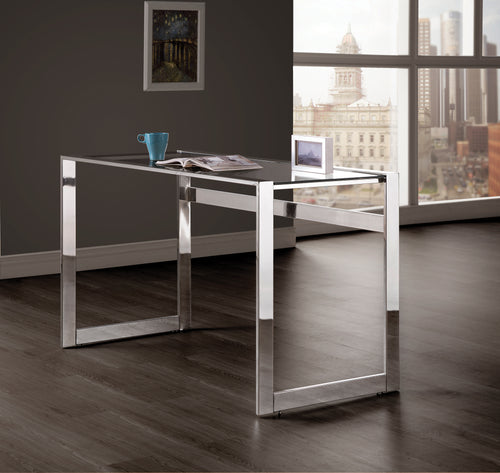 COASTER OFFICE-ACCESSORY HADER GLASS TOP WRITING DESK CHROME