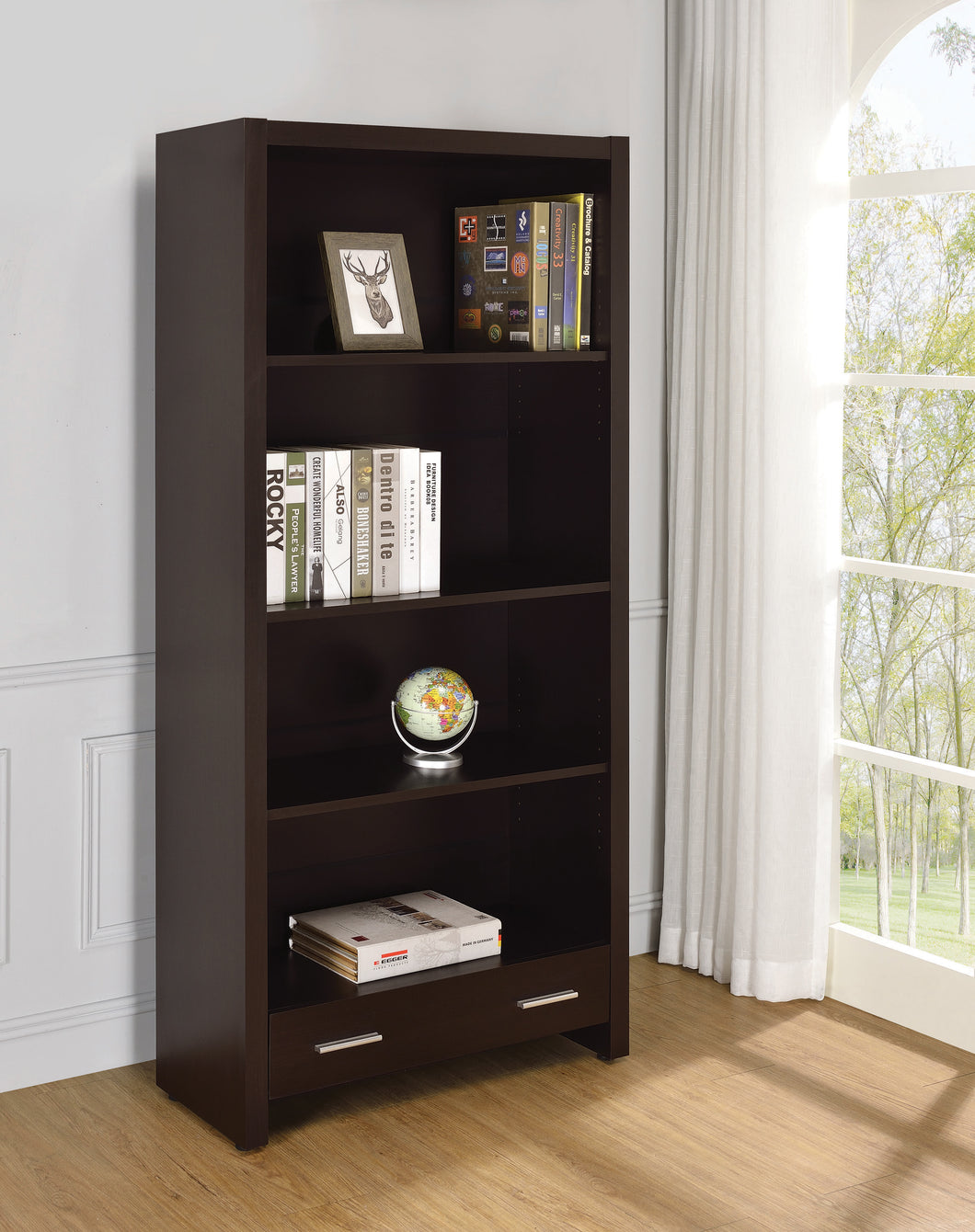 COASTER OFFICE-ACCESSORY SKYLAR 5-SHELF BOOKCASE WITH STORAGE DRAWER CAPPUCCINO