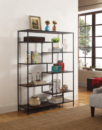 COASTER OFFICE-ACCESSORY 7-SHELF GEOMETRIC BOOKCASE WALNUT