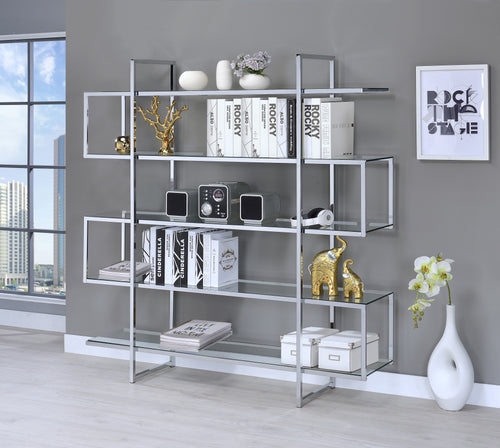 COASTER OFFICE-ACCESSORY 5-SHELF BOOKCASE CHROME AND CLEAR