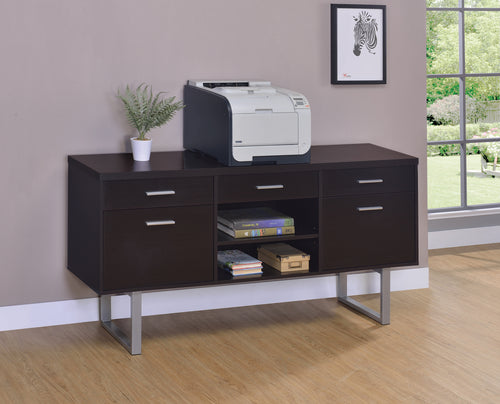 COASTER OFFICE-ACCESSORY GLAVAN 5-DRAWER CREDENZA WITH ADJUSTABLE SHELF CAPPUCCINO